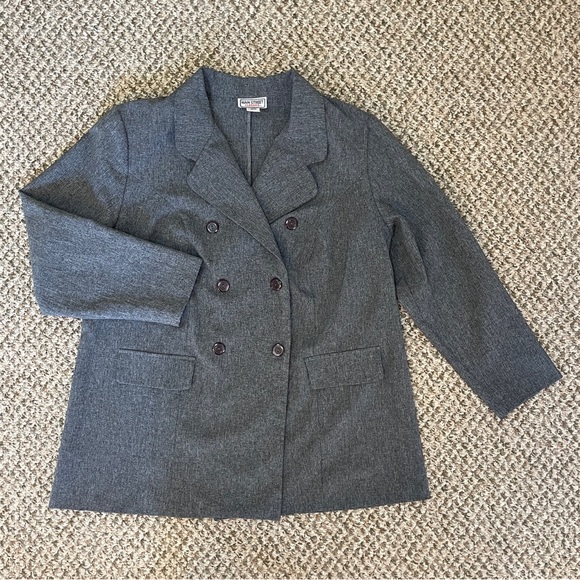 Vintage Main Street Classics Double-Breasted Suit Jacket - Gray - Picture 3 of 12